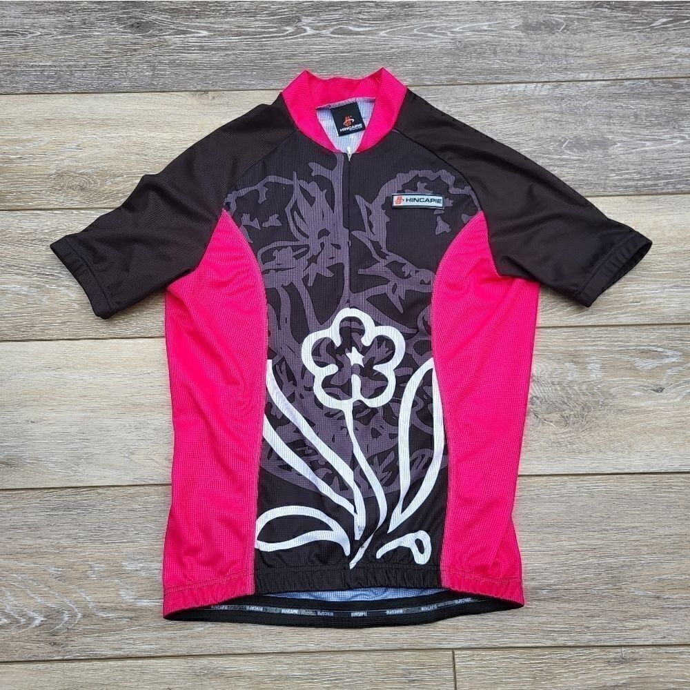 Hincapie women's cycling shirt w/ back water bottle/snack pockets& zipper pocket